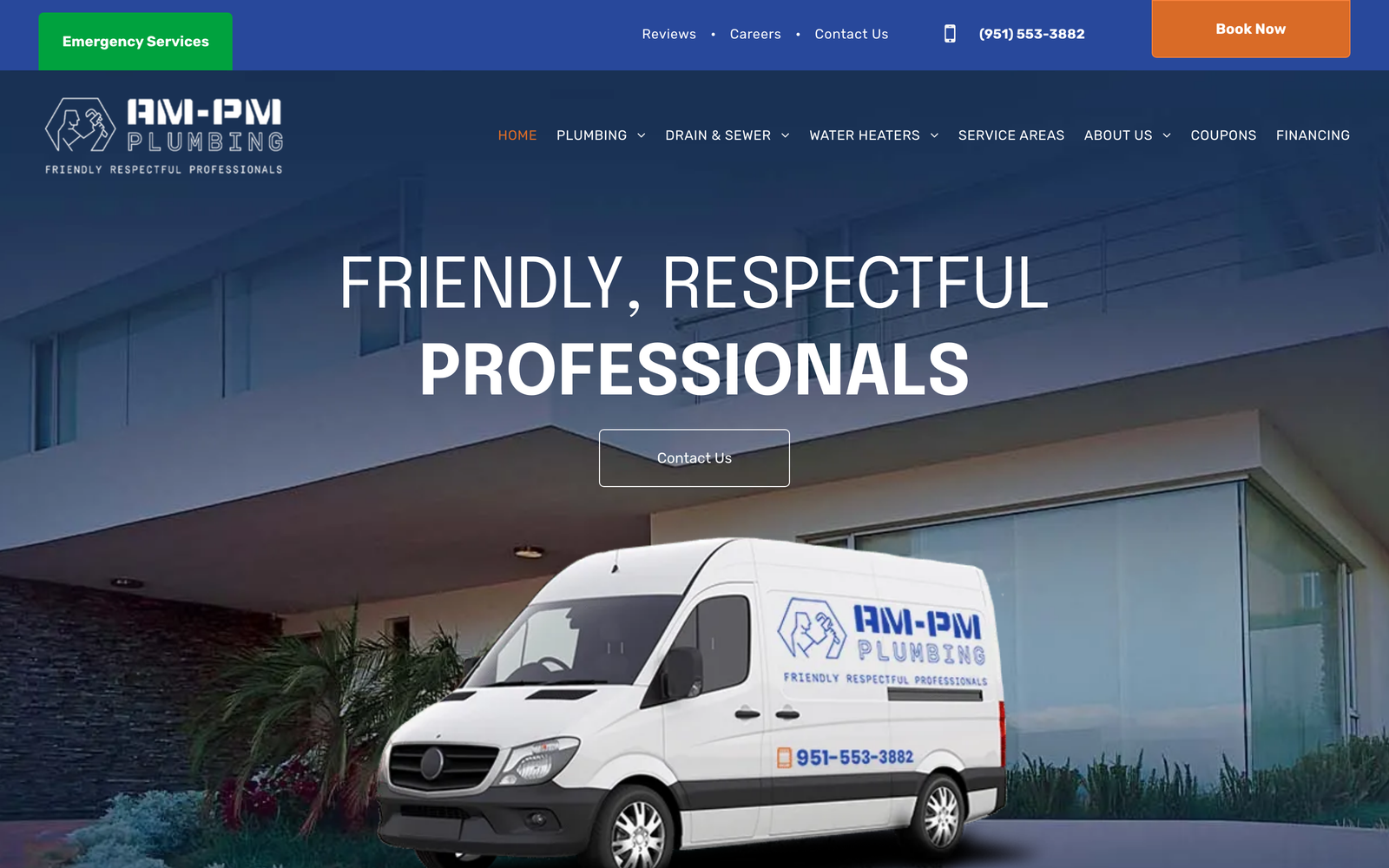 AM-PM Plumbing homepage screenshot