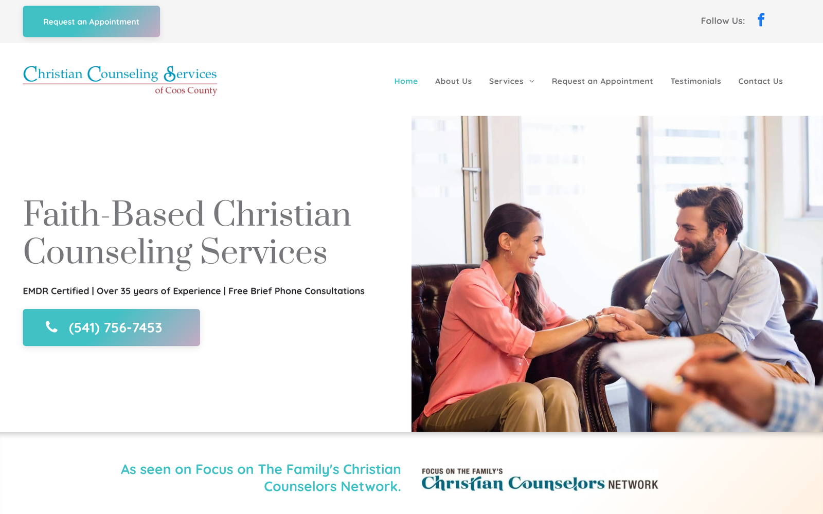 Christian Counseling Services homepage screenshot