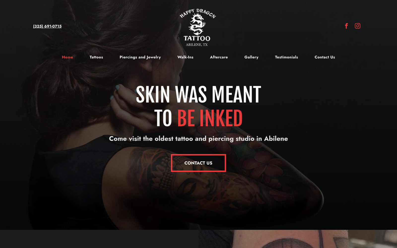 Happy Dragon Tattoo homepage screenshot