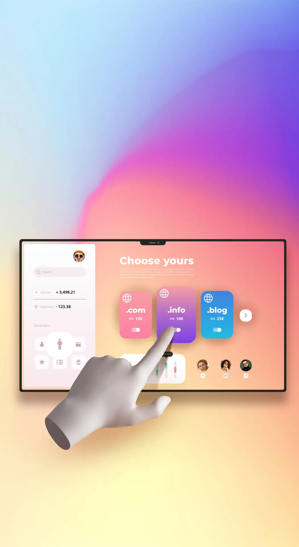 3d rendering website hosting concept
